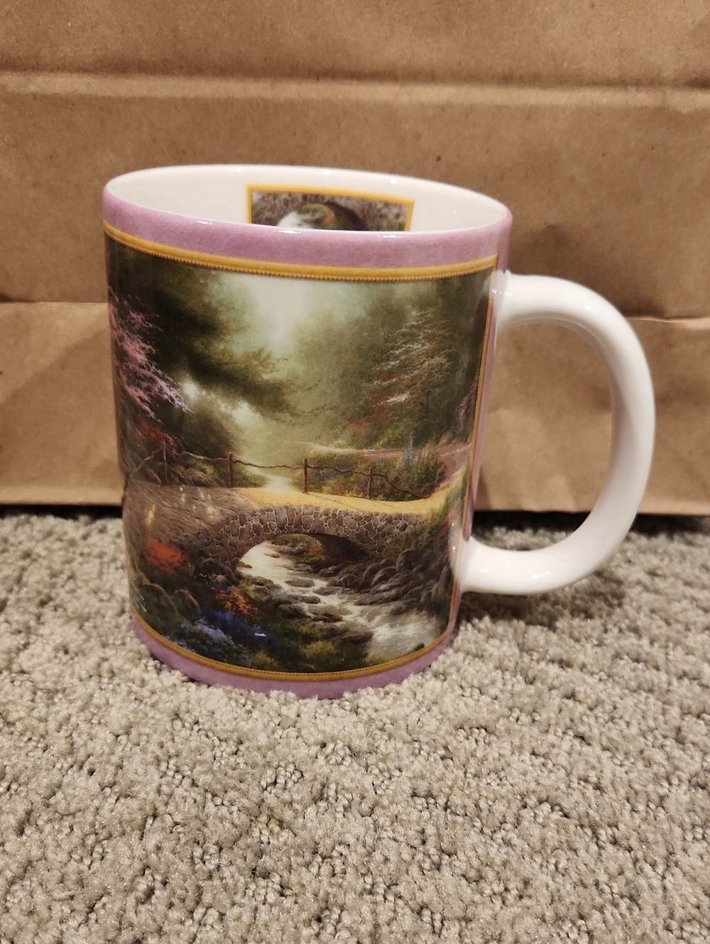 VINTAGE Bridge Of Faith Thomas Kinkaid Collectible 2002 AMCAL Coffee Cup Mug